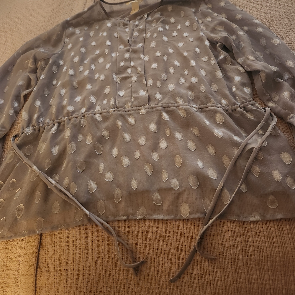H&M Gray Polka Dot Blouse